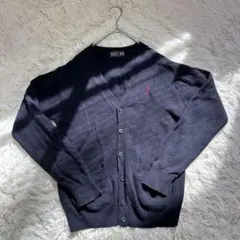 EASTBOY ウールカーディガン ネイビー 紺 刺繍ロゴ M
