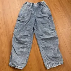グレー カーゴパンツ ゴムウエスト 4ポケット M