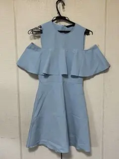 古着 ライトブルー ZARA オフショルダーワンピース