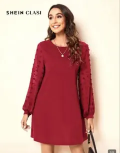 SHEIN シフォン長袖ワンピース