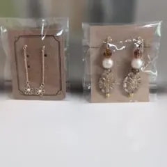 花モチーフ ピアス クリスタルビーズ　2セット
