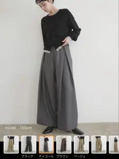 新品タグ付き LIANベルトデザインラップタックパンツ