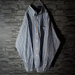 90ｓ☆トミーヒルフィガーBDシャツ フラッグタグ アイビーストライプ 刺繍ロゴ