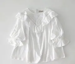新品未使用　サマンサモスモス SM2フリル 刺繍 ホワイト 春 ブラウス F