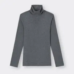 GU ストレッチリブタートルネックT(長袖)(ウォーム) ダークグレー Mサイズ