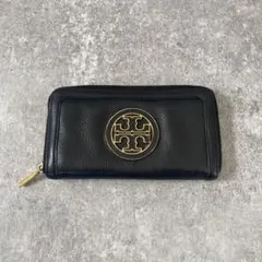 トリーバーチ　長財布　ロゴ金具　レザー　本革　ブラック　黒