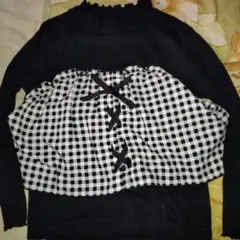 MPS. ブラック×ホワイト チェック柄 チュニック 120cm