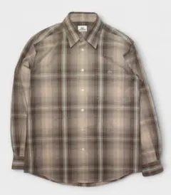 ラコステ　LACOSTE チェック　ブラウン　シャツ　長袖　 3　オンブレ風　M