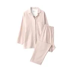 無印良品　脇に縫い目のない　フランネル　長袖パジャマ　婦人　ライトピンク　M