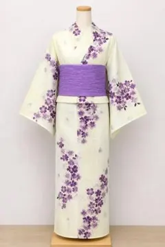 浴衣とへこ帯セット　襟芯付　夏祭り　花火大会　綿100％　着丈163㎝