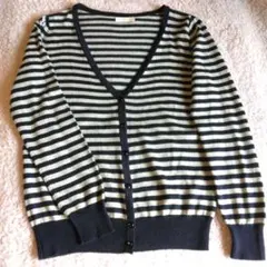 vis ストライプ Vネック カーディガン 長袖 M