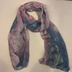 【新品】ストール　手染め　一点物　グラデーション ストライプ 　シルク　001