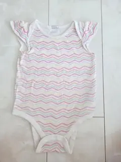 波模様フリル袖ロンパース