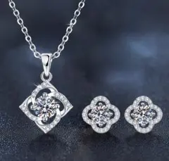 3点セット ジルコニア ネックレス ピアス リング シルバー925 C248-B 