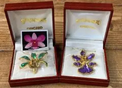 未使用 オーキッド ブローチ ネックレス ORCHID 箱付 2点 セット特価