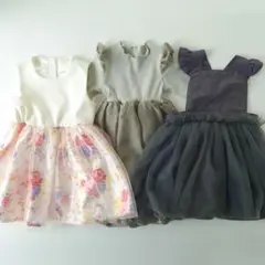 80cm 女の子 ワンピース3着セット まとめ売りのサムネイル