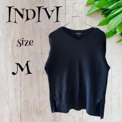 INDIVI インディヴィ　Vネックニットセーター【M】ブラック