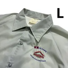 80s 90s USA製 ナイロン コーチジャケット L ライトグレー 白 刺繍