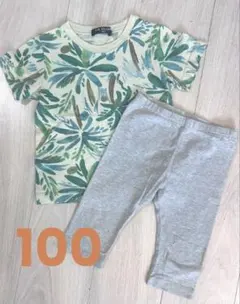 LB CLUB ボタニカル柄TシャツとUNIQLOレギパンのセット　100のサムネイル