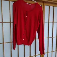 赤 カーディガン 長袖 ボタン付きのサムネイル
