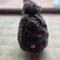 ダークブラウン ケーブル編み ニット帽