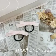 【ヘアゴム】ピンク ベビーキッズ リボン2点セット お受験 発表会