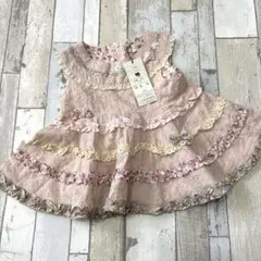 新品未使用　スーリー sourisミルキースーツ 花柄 フリル ピンク 80のサムネイル