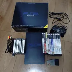 【本体動作確認済、ソフト10本+PSソフト6本付】 PS2 SCPH-50000