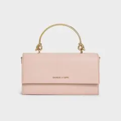 CHARLES & KEITH スカルプチュアハンドルロングウォレット　ピンク