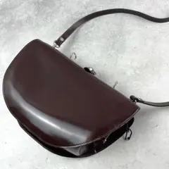 入手困難✨ ダコタ ショルダーバッグ がま口 レザー ダークブラウン