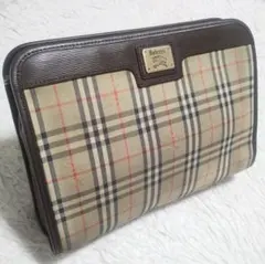 バーバリー クラッチバッグ セカンド ノバチェック シャドーホース ゴールド金具