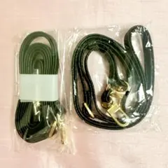 【新品！2本セット✨】スマホショルダー　ストラップ ゴールド金具　レザー風　黒