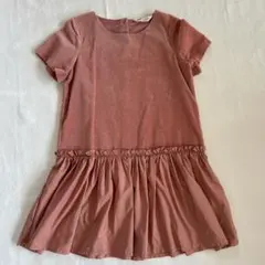 ❤︎ベロア風❤︎ふわふわ上品半袖チュニックフレアワンピース♡オールドローズ