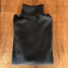 無印良品 紳士　洗えるウールリブタートルネックセーター　L チャコールグレー