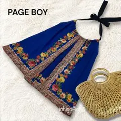 ◆PAGE BOY◆ホルターネック キャミソール 花柄 M ブルー　1386Eのサムネイル