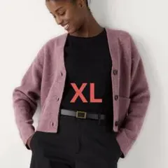 UNIQLO スフレヤーン Vネック ショート カーディガン　パープル