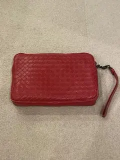 Bottega Veneta イントレチャート ポーチ レッドのサムネイル