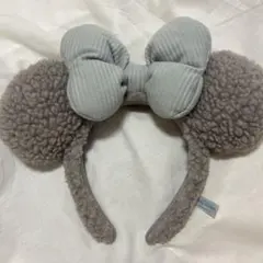 ディズニーカチューシャ　ボア　グレー