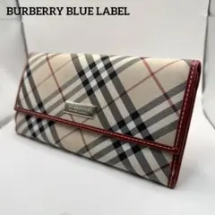 BURBERRY バーバリー 長財布 ノバチェック フラップ レザー 赤⁠のサムネイル