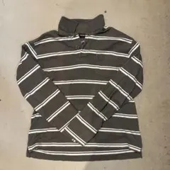 00s OLD UNIQLO 長袖シャツ ボーダー ヘンリーネック