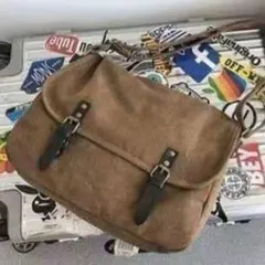 ニュースペーパーバッグ ショルダー　メッセンジャー　ブラウン　 グランジ　古着