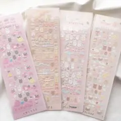 603251 ステッカー 4点 デコ コラージュ素材 くま 動物 韓国 かわいい