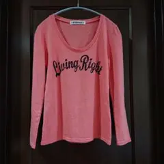 Ｔシャツ レディース プリント 長袖 コーラルピンク 美品 匿名配送