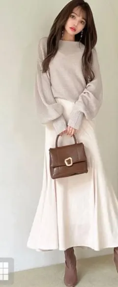 タグ付きニットトップスXマーメイドキャミワンピースセットアップ　グレイル