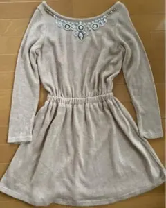 ニットワンピース ベージュ ピンク M