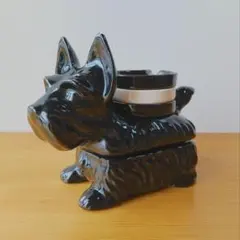 ヴィンテージ 陶器製 スコッチテリアの小物入れ