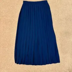 【S】【新品未使用】ネイビー シフォンプリーツスカート　膝下丈
