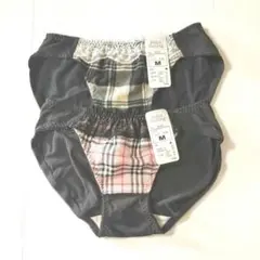 新品 レディース ショーツ 2枚セット チェック柄 黒 白 ピンク Mサイズ