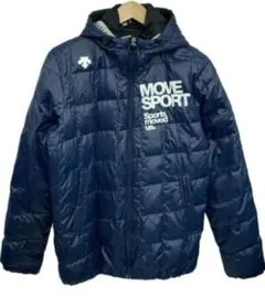 ●値下げ！デサント MOVESPORT フード付きダウンジャケット ネイビー　L