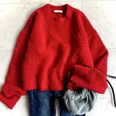 アストラット ユナイテッドアローズ ニット セーター ブークレ レッド 赤